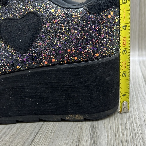 YRU Lala Heart', Black Glitter Platform Sneaker - Picture 5 of 9